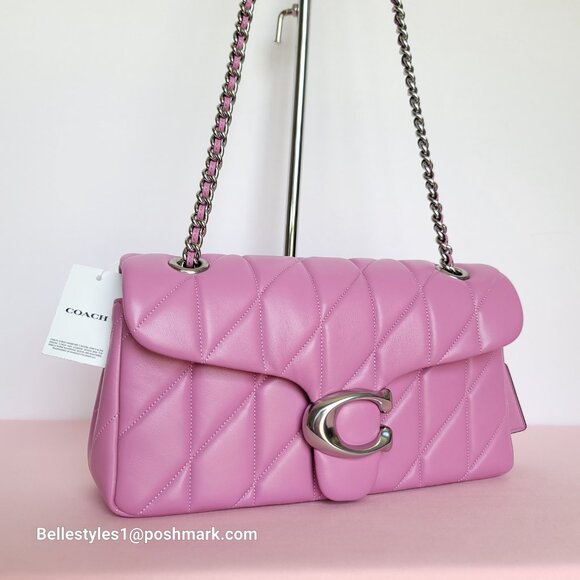 COACH Tabby 26 Quilted Smooth Nappa Leather MEDIUM Shoulder Bag - Fuchsia color⭐ - Picture 3 of 16